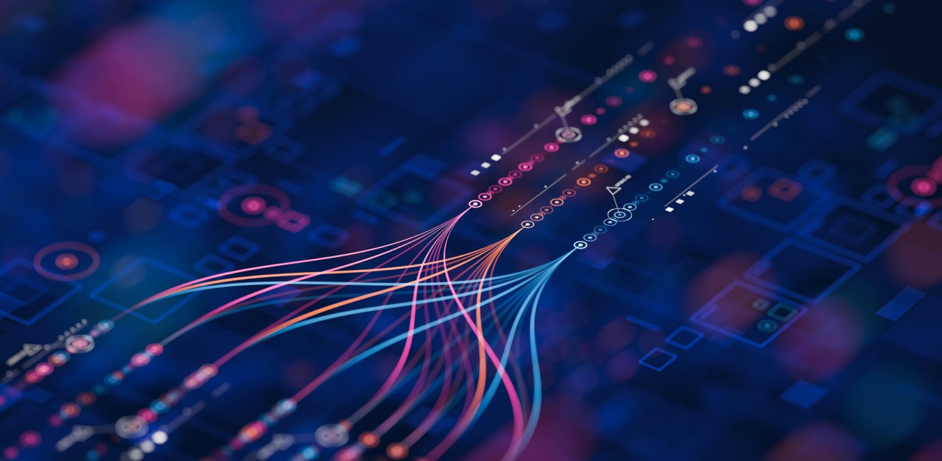 Big data technology Data science analysing artificial intelligence generative AI deep learning machine learning algorithm Neural flow network analytics innovation abstract futuristic. 3d rendering. By Chaosamran_Studio - AdobeStock